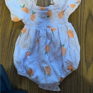 Jessica Simpson White Baby One-Piece with Orange Fruit Print